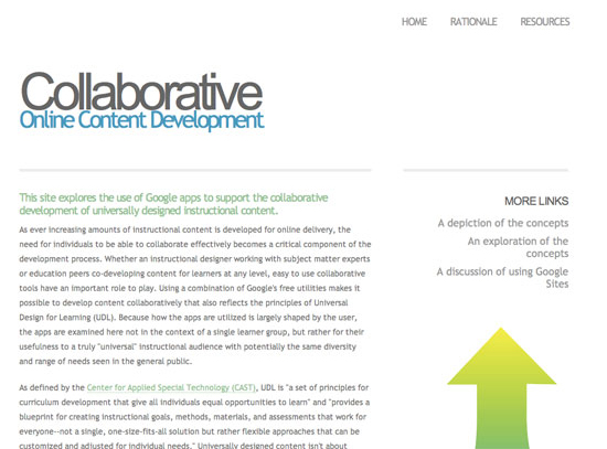 Screenshot of Collaborative Content site